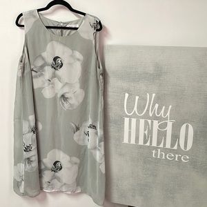 Lined neutral floral sheath dress